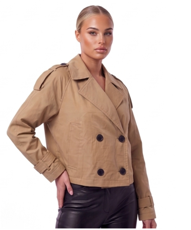 Open-Collar Trenchcoat Khaki