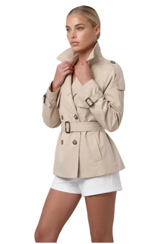 Kurzer Trenchcoat Beige