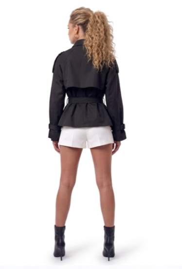 Kurze Trenchjacke Schwarz
