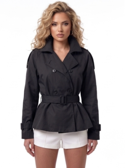 Kurze Trenchjacke Schwarz