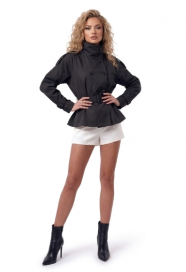 Kurze Trenchjacke Schwarz