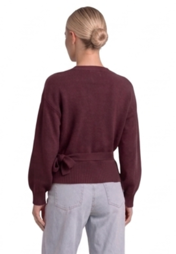 Wickelbluse mit Ballonärmeln Burgund