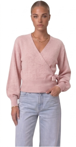 Wickelbluse mit Ballonärmeln Pink