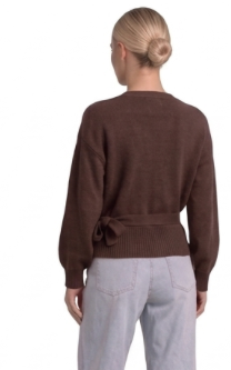 Wickelbluse mit Ballonärmeln Braun