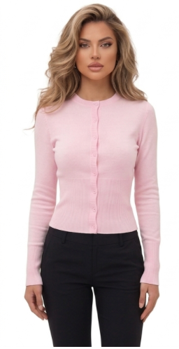 Kurzstrickjacke Feinripp Pink