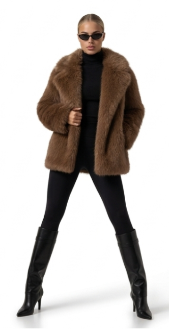 Oversized Fellimitat-Jacke