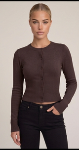 Cropped Cardigan Braun