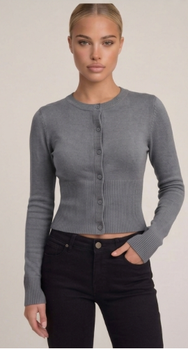 Cropped Cardigan Grau