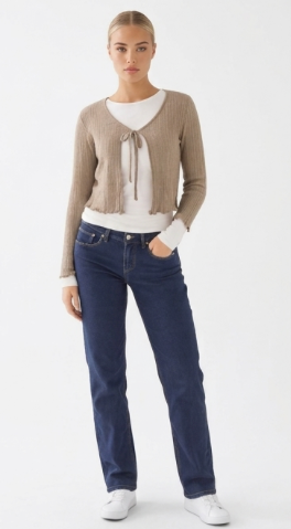 Wickel-Cardigan Beige mit Bindedetail