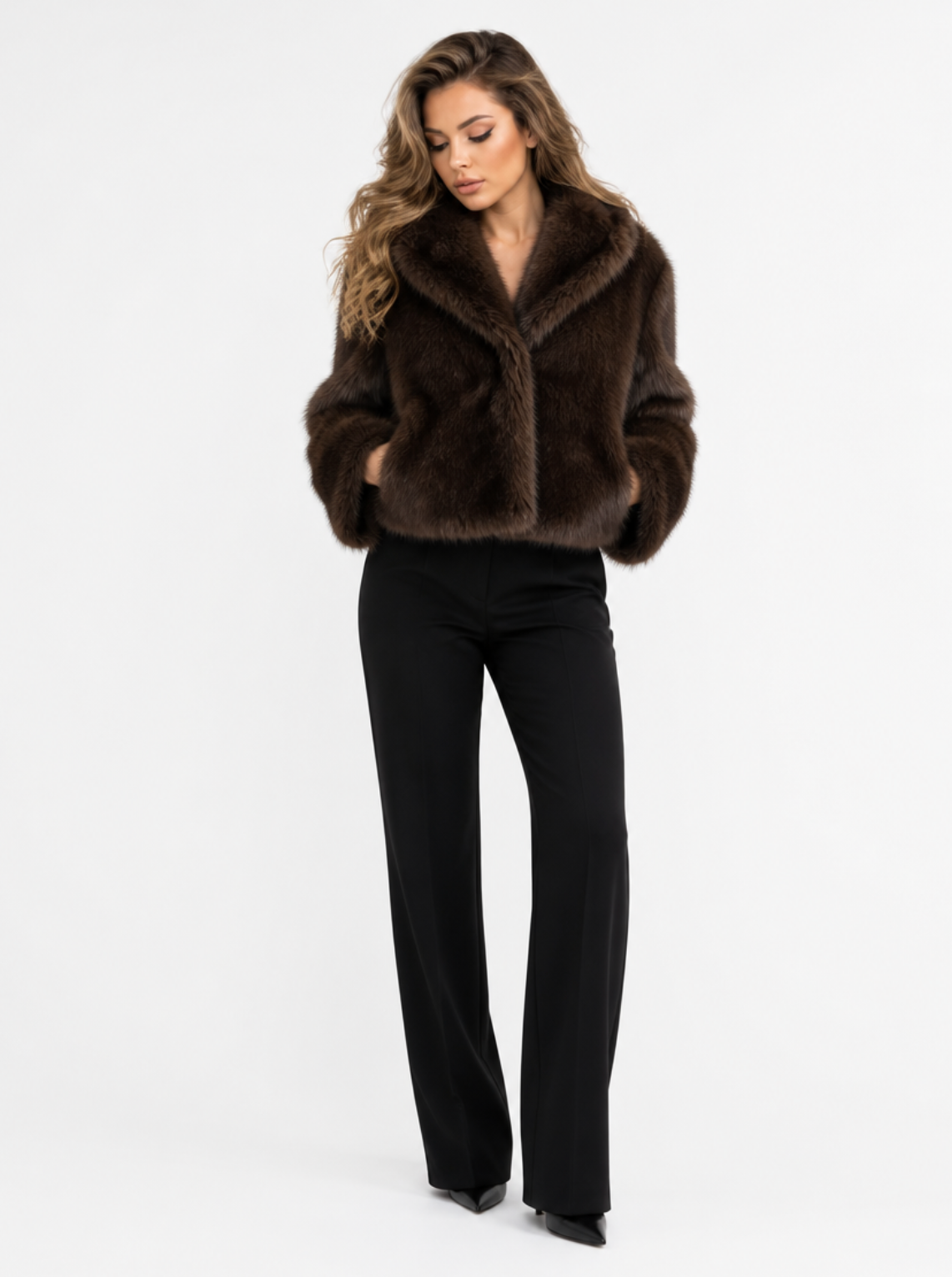 Cropped Wendejacke mit Kunstfell