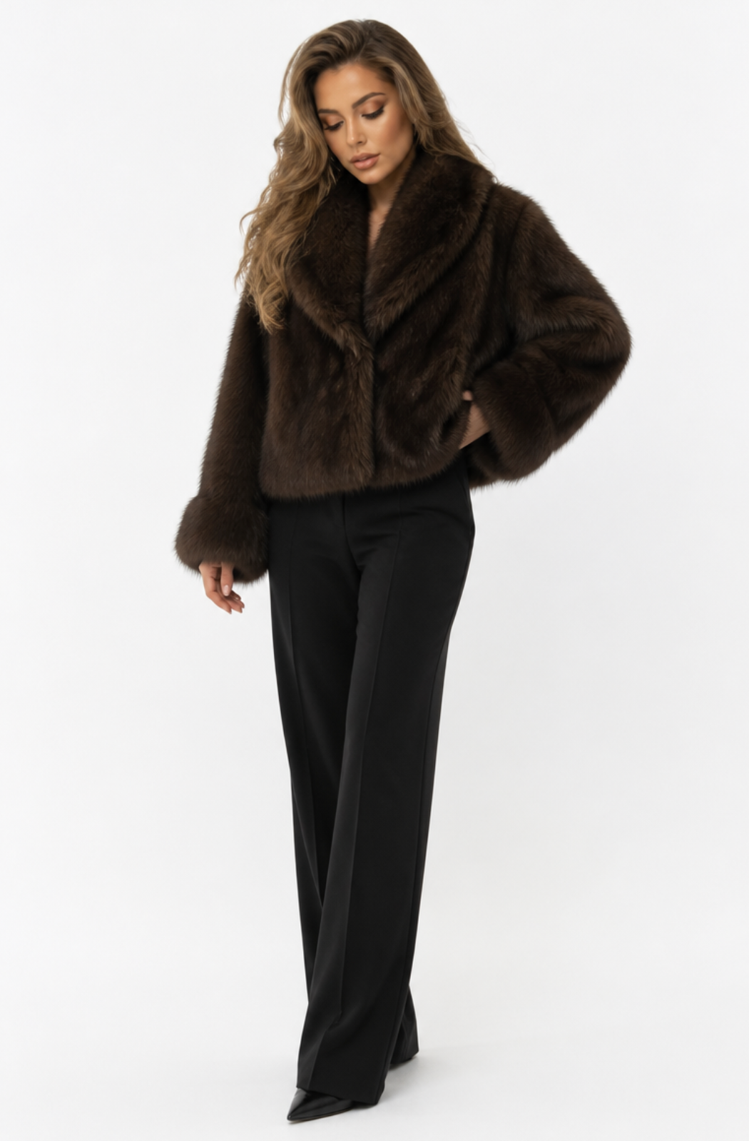 Cropped Wendejacke mit Kunstfell