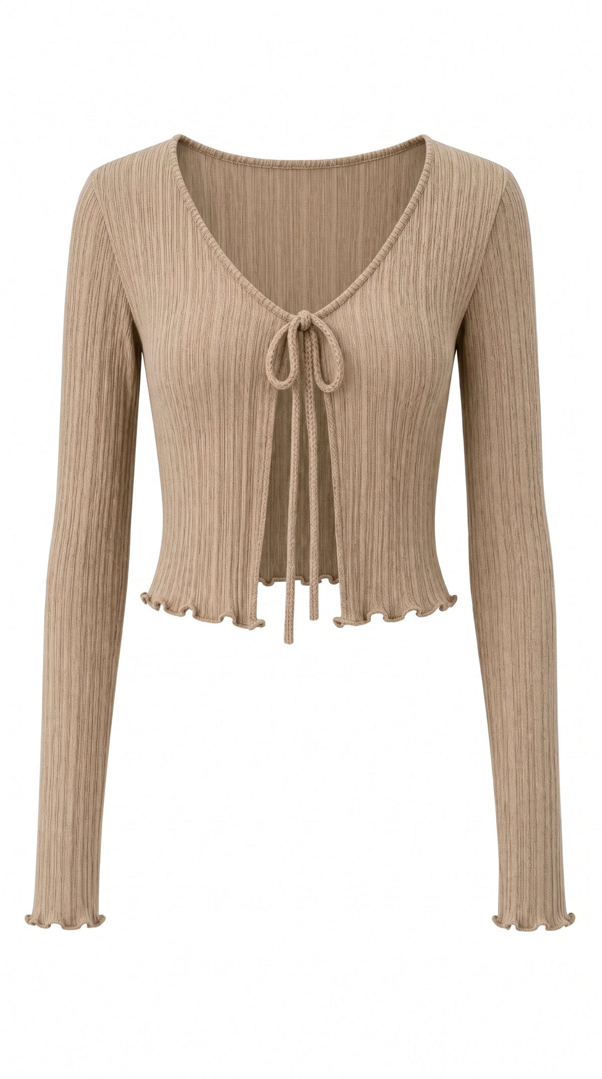 Wickel-Cardigan Beige mit Bindedetail