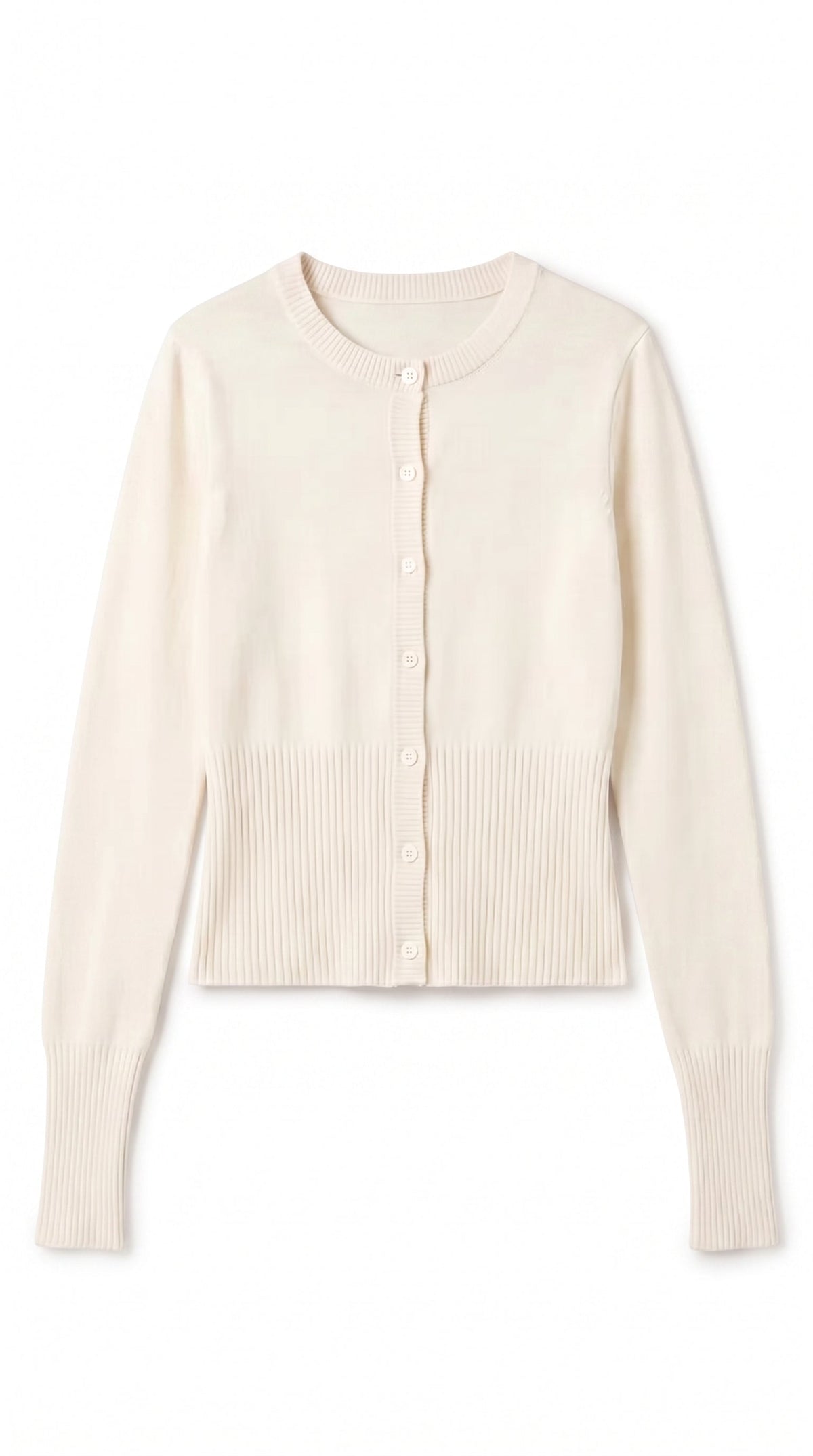 Damen Kurzstrickjacke Feinripp Creme