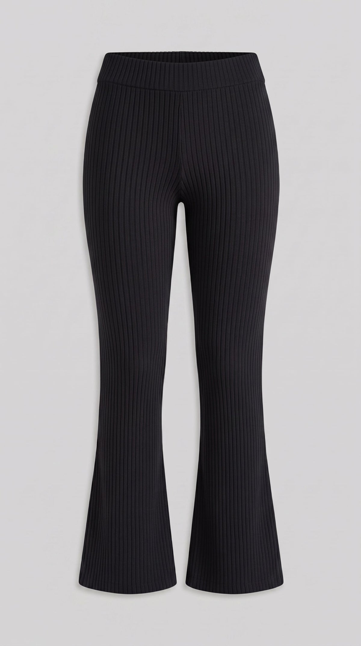 Rippstrick-Flare-Hose Schwarz